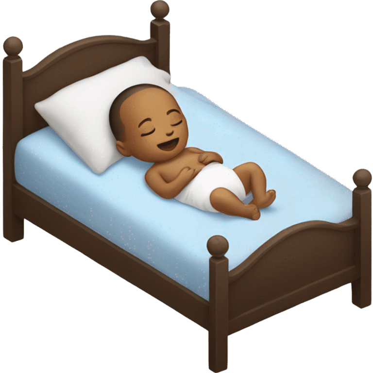 Baby in big bed sleeping emoji