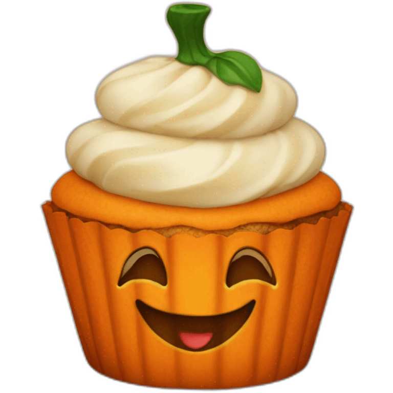 Happy pumpkin cupcake emoji