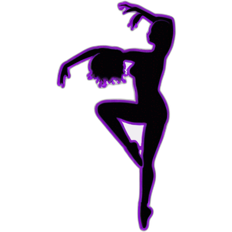 Sexy silhouette dancer purple neon sign emoji