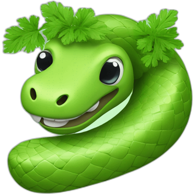 Snake with cilantro around neck emoji