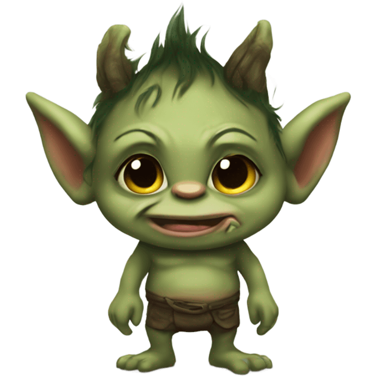 Cute troll gremlin kissy emoji