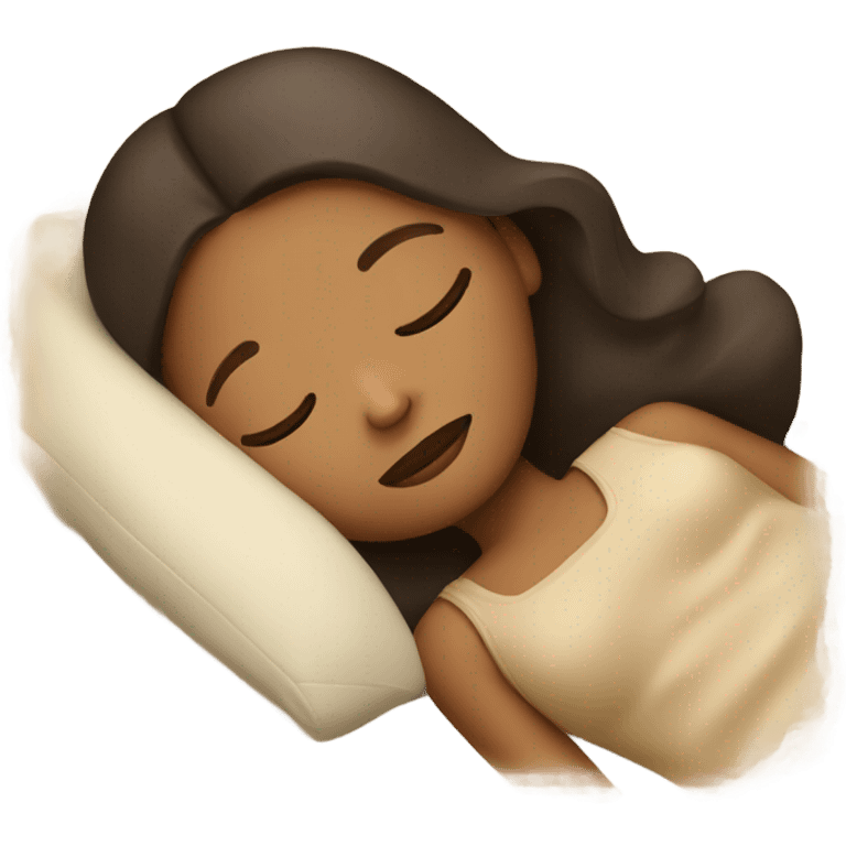 A girl sleeping in a beige bed close-up emoji