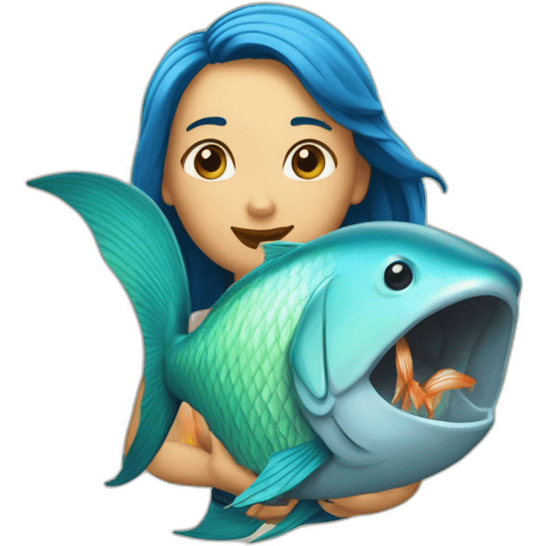 sirène qui mange un poisson emoji