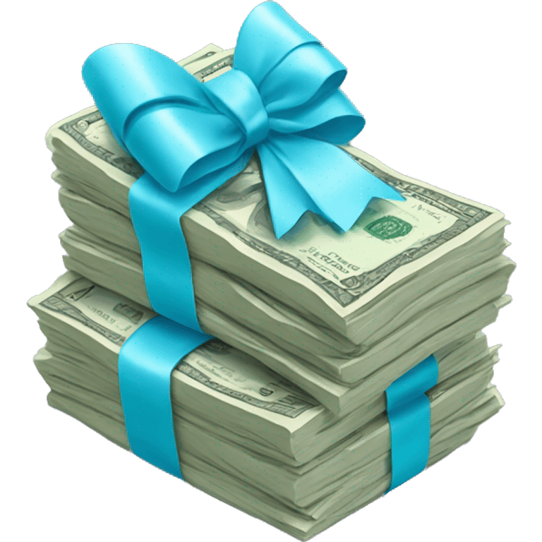 stack of money with light blue bow emoji