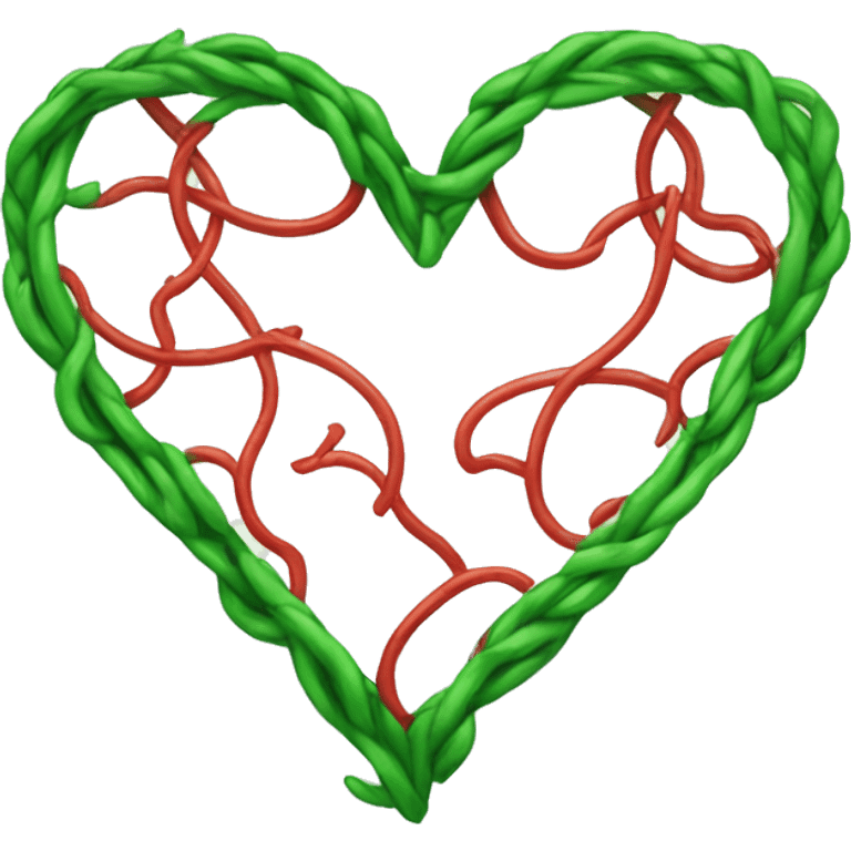 Green heart with red vines emoji