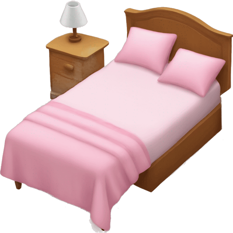 Bed with pink pillows and blankets emoji