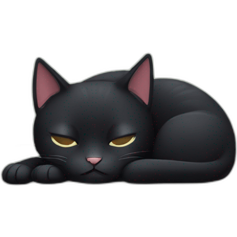 sleepy black cat emoji