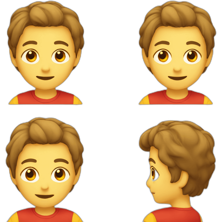 a boy with a red-yellow t-shirt emoji