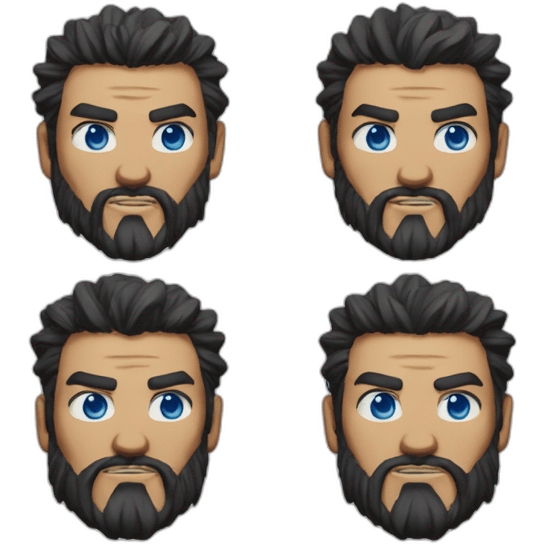 Street fighter Ryu with blue eyes and beard emoji