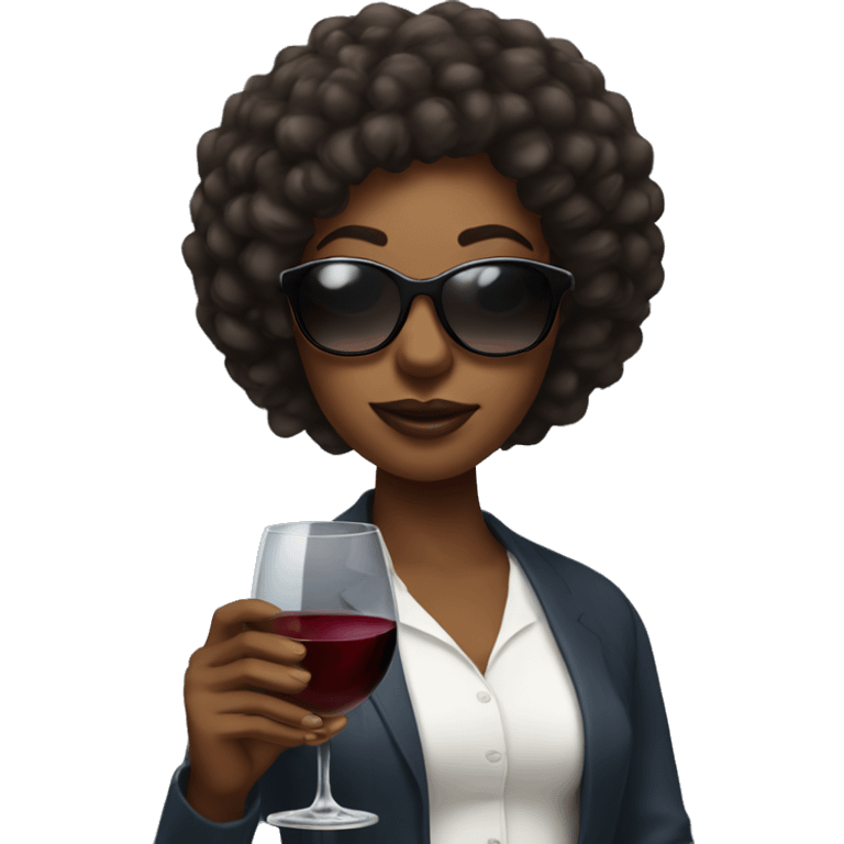 Black girl wearing sunglasses holding a glass of wine  emoji