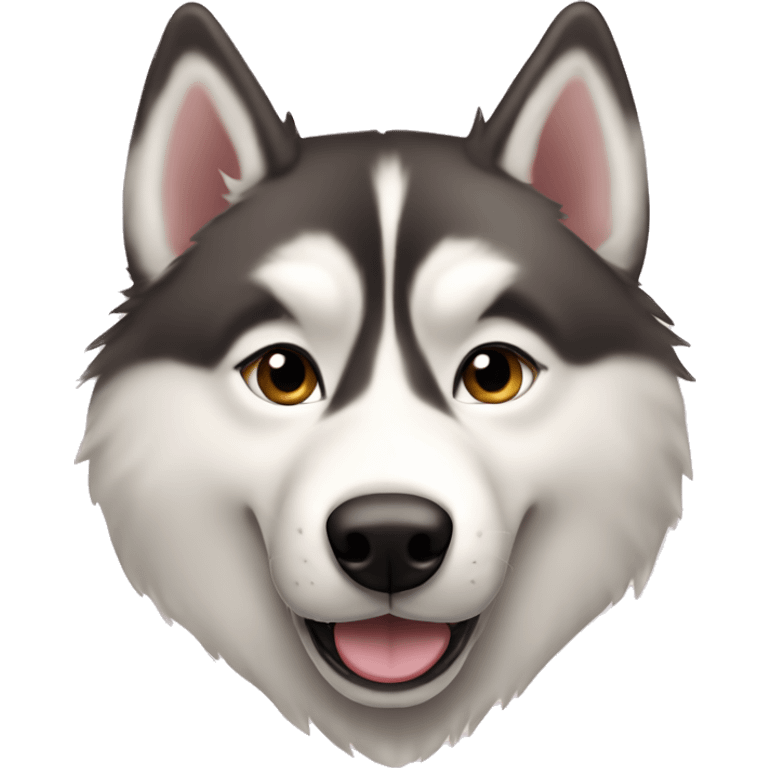 Playful siberian husky with tan fur and a light pink nose emoji