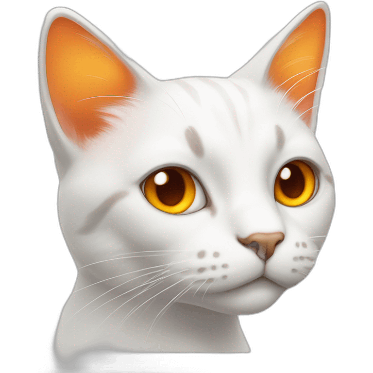 White cat with orange ears, orange nose and orange spots emoji