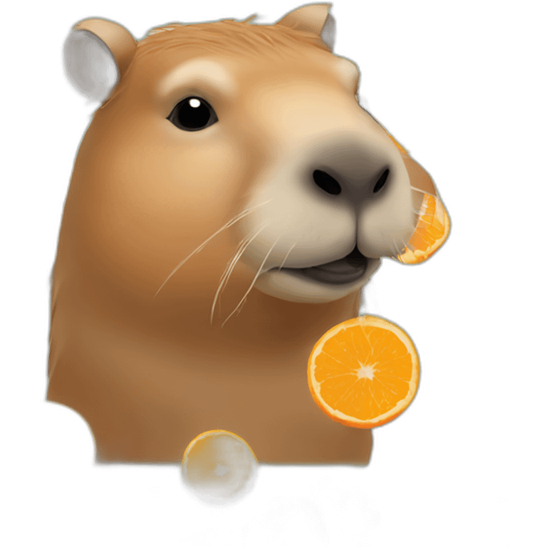 capybara with mandarin orange on head emoji