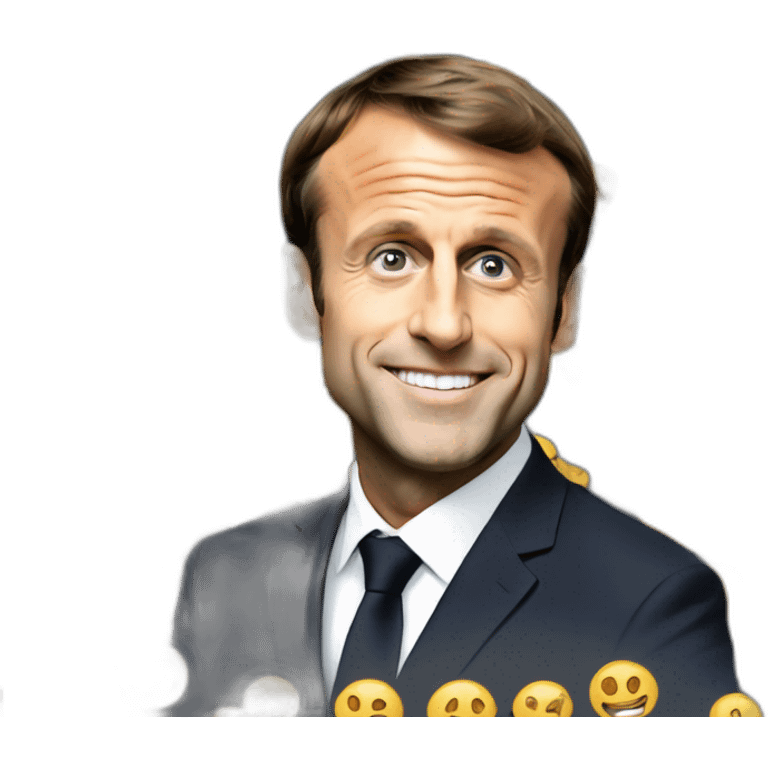 Emmanuel Macron like an ev emoji