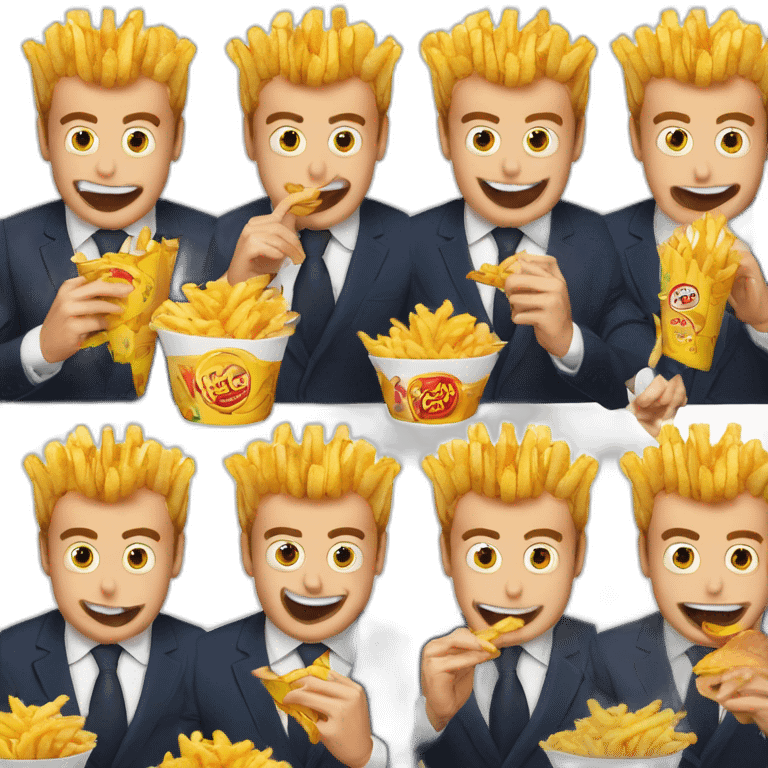 Emanuel Macron qui mange des frites emoji