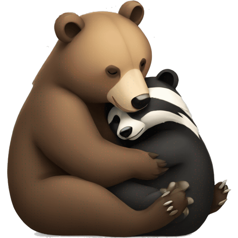 Bear and badger cuddling emoji