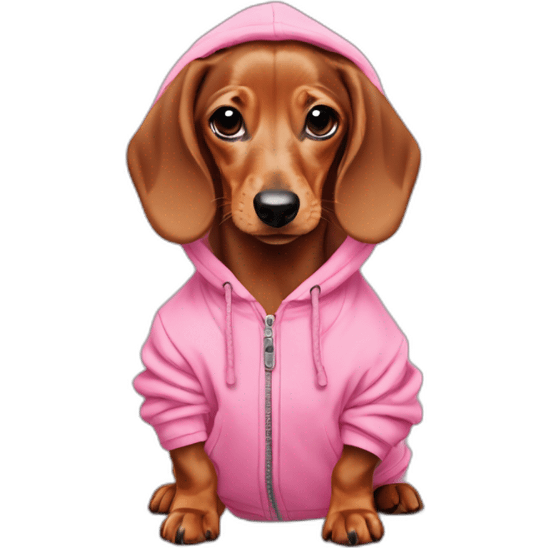 dachshund puppy with pink oversized sweatshirt emoji