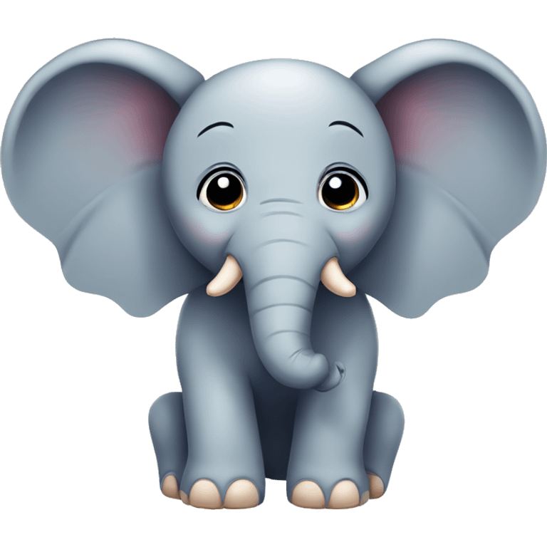 Round circle elephant with wings cute and cartoon emoji