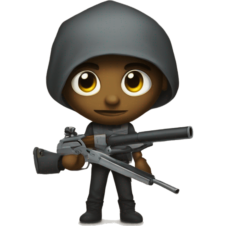 big eyes, holding weapon emoji