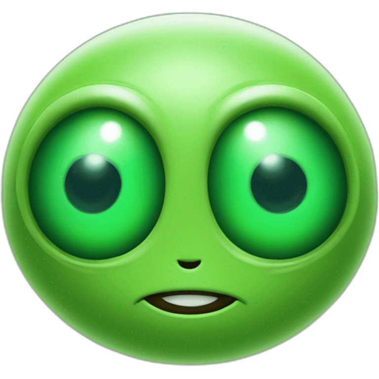 Cute green aliens with three eyes, wide oval face and antennae on head emoji