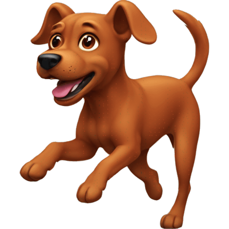 solid red dog with pointed ears running emoji