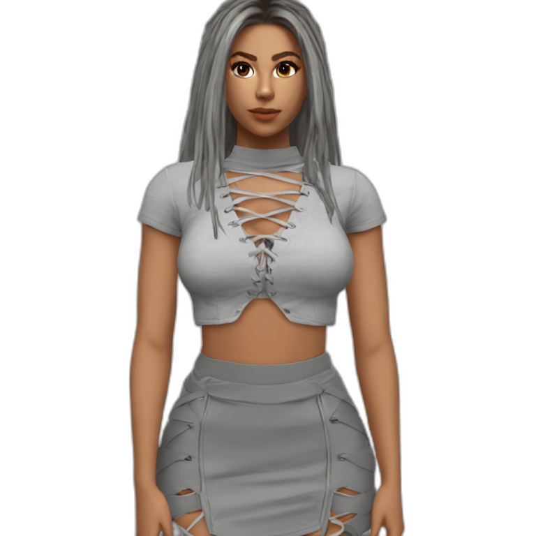 shakira realistic lace up crop top and grey micro skirt emoji