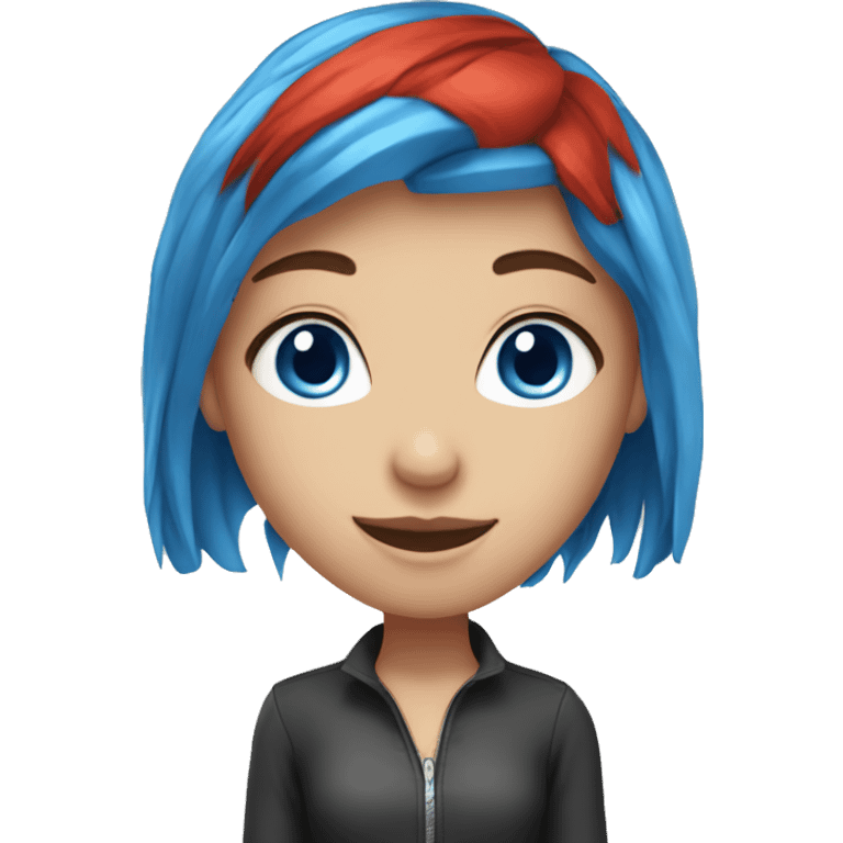 blue hair blue eyes girl with red haired girlfriend  emoji