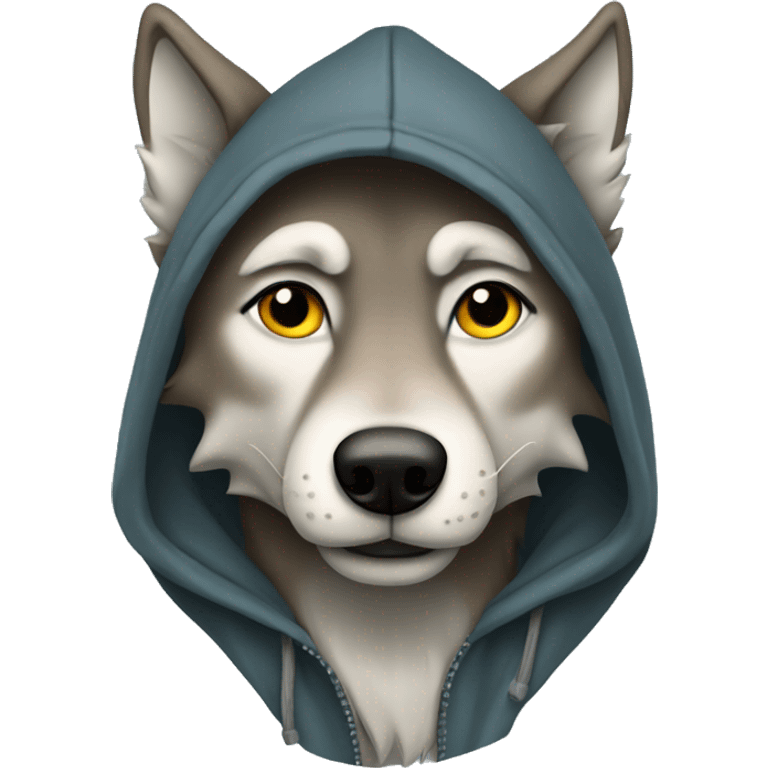 Wolf wearing a hoodie emoji