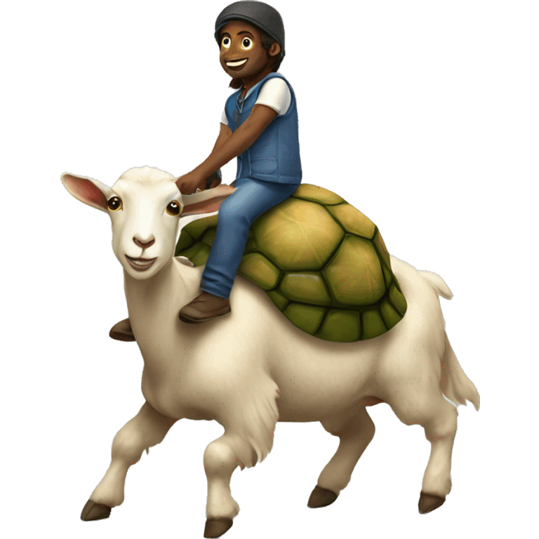 Goat riding a turtle emoji