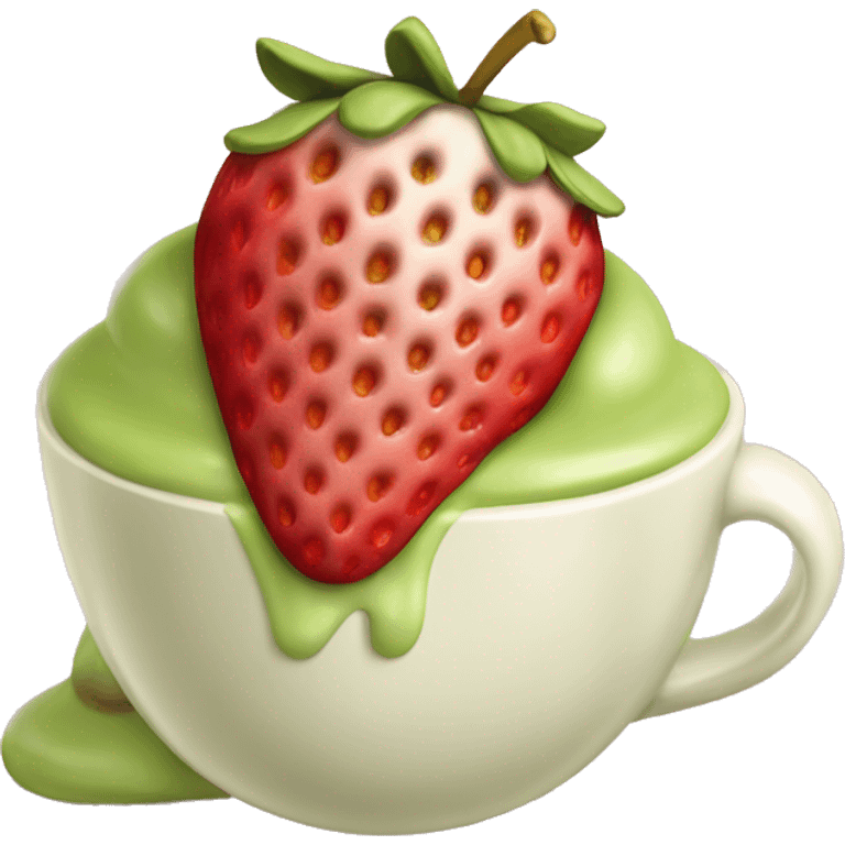 Pistachio cream covered strawberry in a cup  emoji