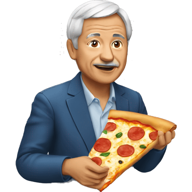 Amlo eating a pizza emoji