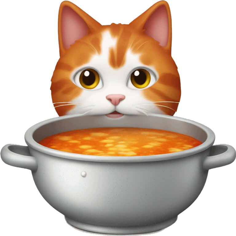 A red-haired cat cooks soup emoji