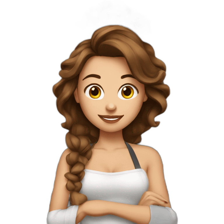 sexy girl with brown hair cooking emoji