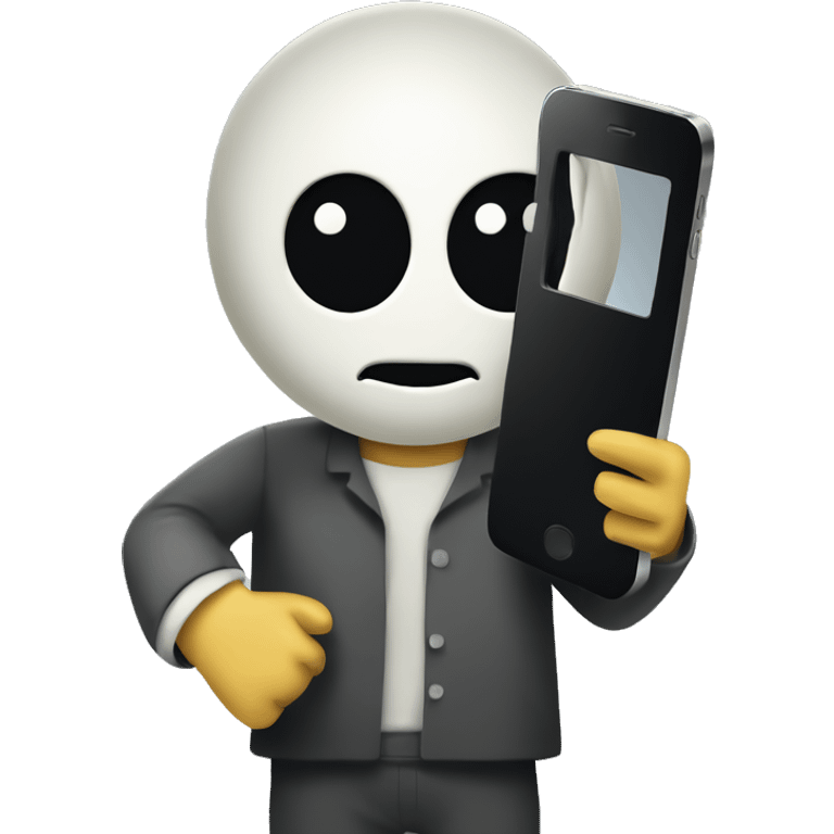 jigsaw from the movie SAW holding a smartphone emoji