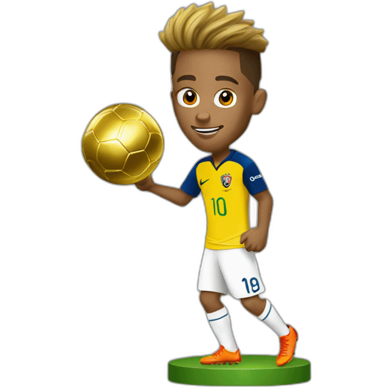 Neymar with golden ball trophy  emoji