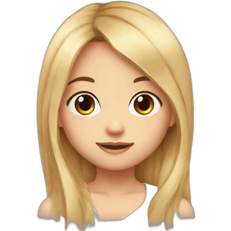 A round face young girl cute black long hair emoji