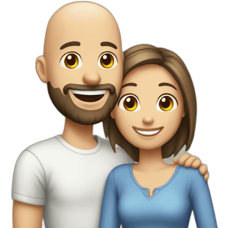 Happy-secret-couple-bald-guy-with-beard-pixie-haired-girl emoji