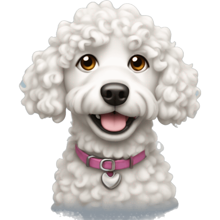 White ￼ curly haired dog  emoji