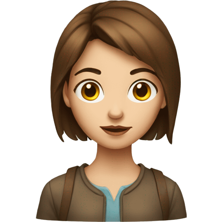 mysterious brown-haired girl portrait emoji