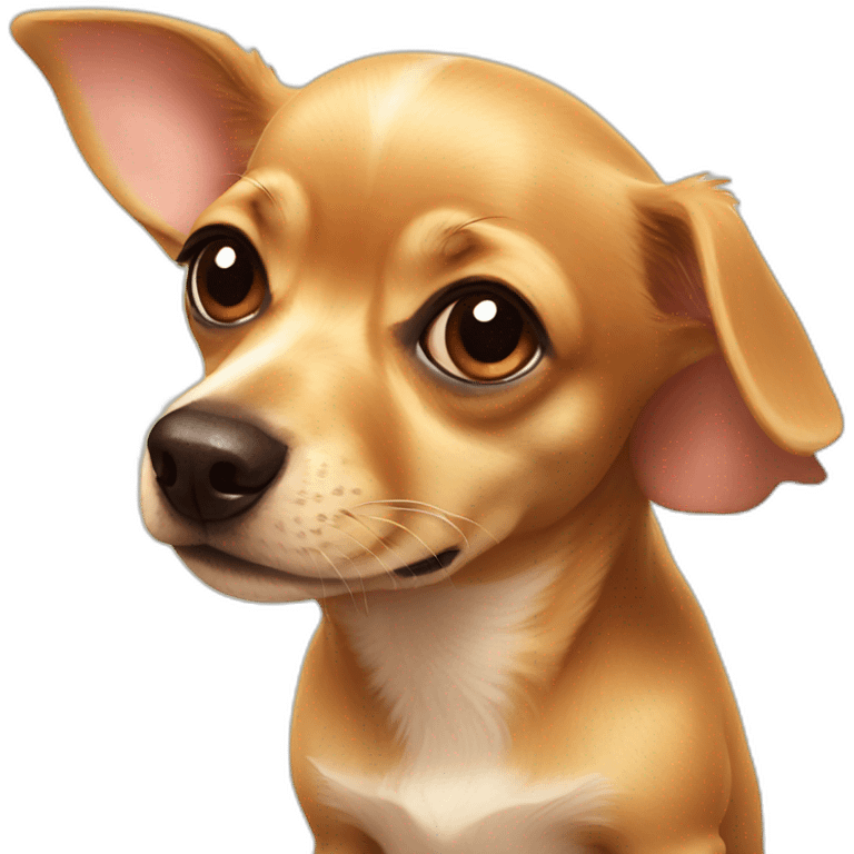 Chihuahua kissing Dachshund emoji