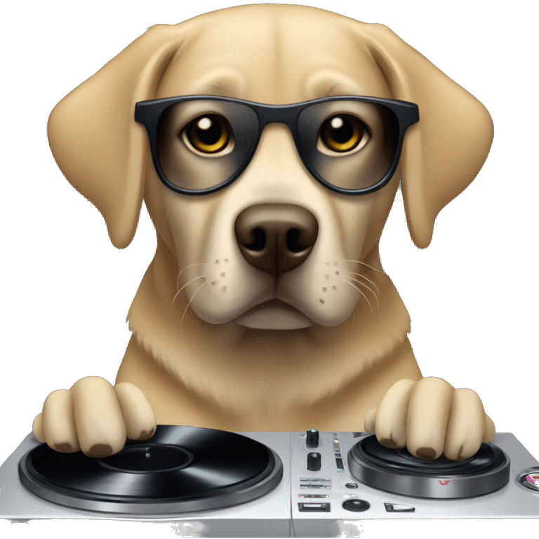 Labrador being a DJ emoji