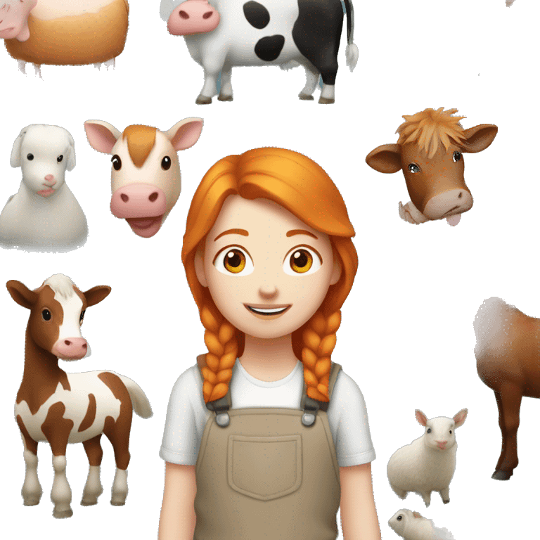 Ginger girl with Farm animals emoji