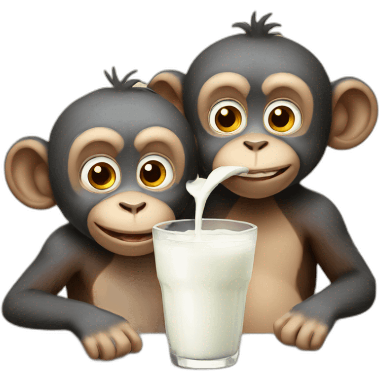 two monkey drink milk emoji