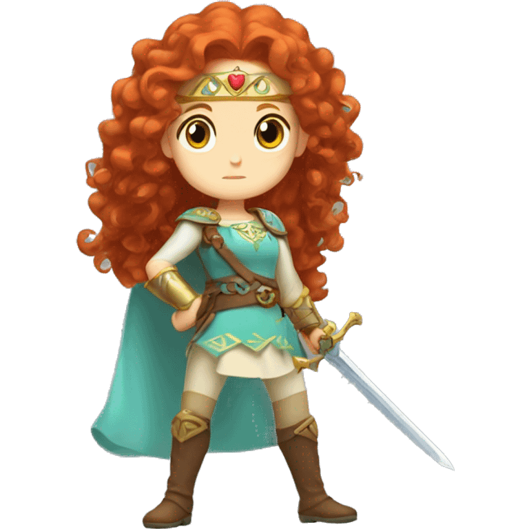 a white girl with long red curly hair and freckles, cosplaying Princess Zelda posing and ready for a fight emoji