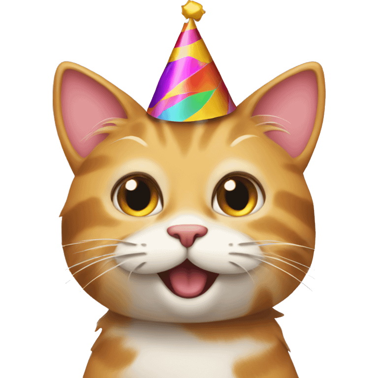 A smiling cat wearing a party hat emoji