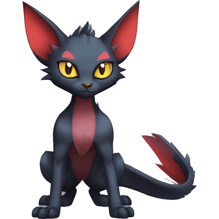 Black cool Vampiric Noivern-Zorua-Litten-Bat-Sphynx-Lykoi-Caracal-cat-Fakemon-fusion full-body emoji