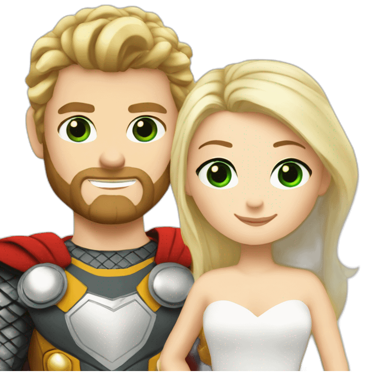 Thor and blond girl green eyes wedding emoji