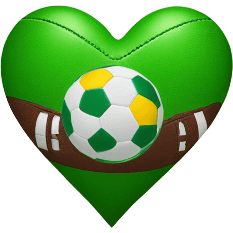 Green and yellow heart with football  emoji