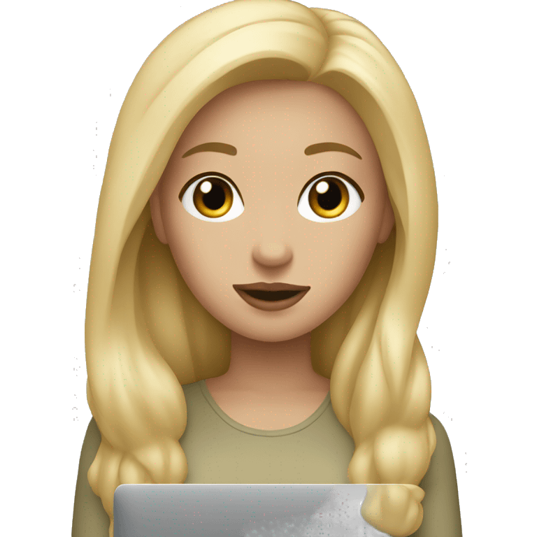 Blonde girl with Mac book pro emoji