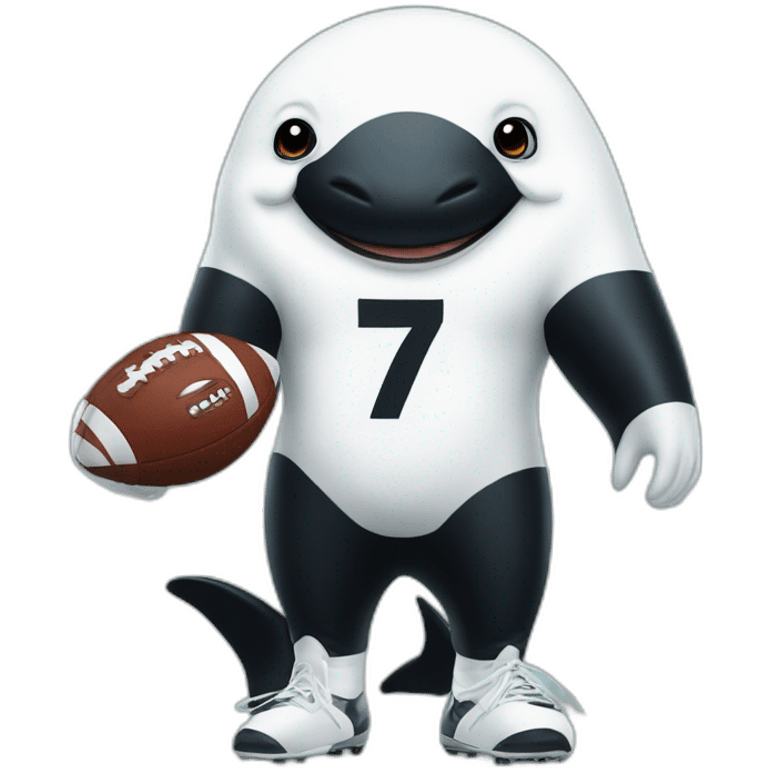 albino killer whale wearing a football jersey with the number 7 emoji